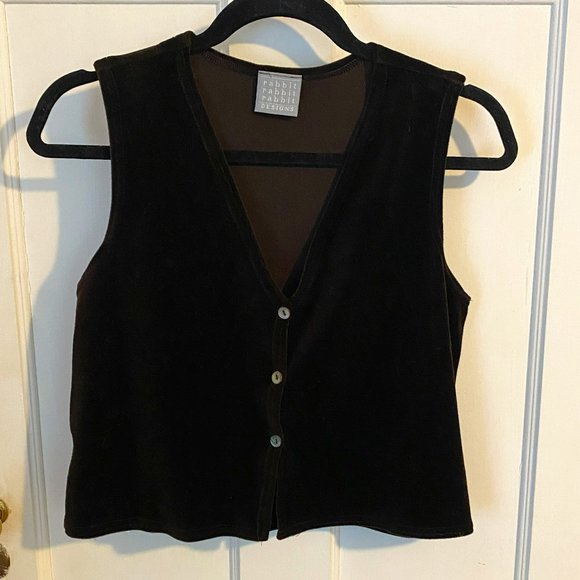 Rabbit Rabbit Rabbit Designs Dark Brown 3 Button Velour Vest, Size 2P - Picture 1 of 6